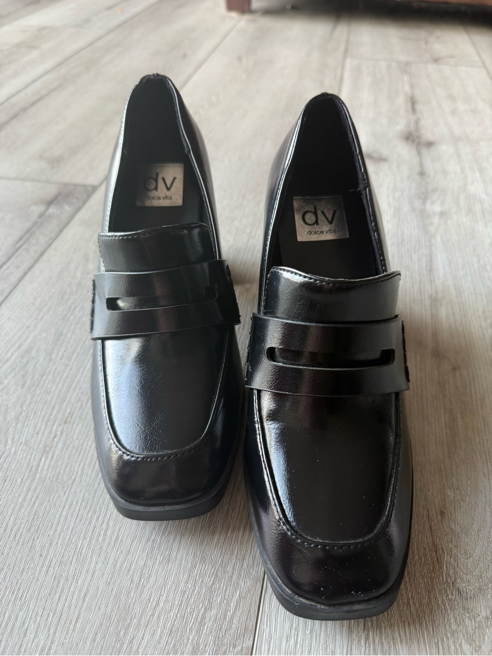 Dolce Vita Flora black slip-on block heel dress shoe